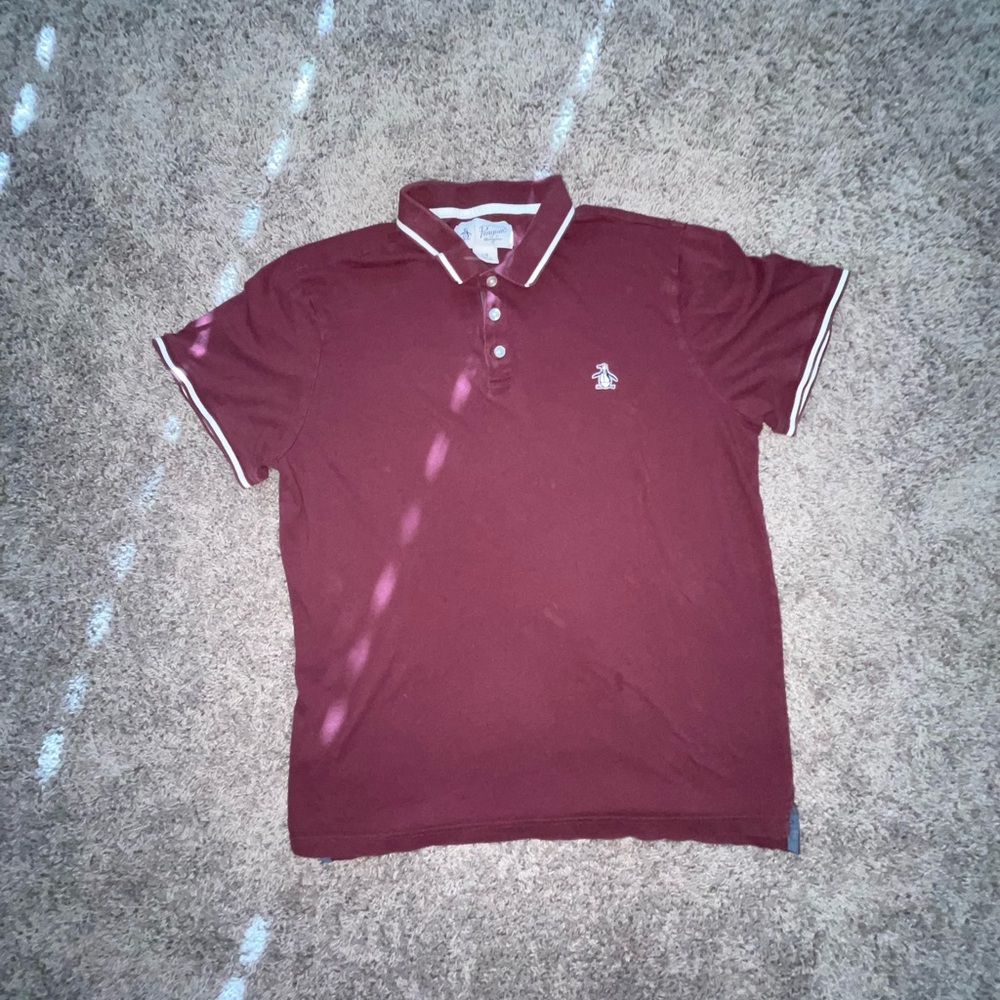 Original Penguin Red Polo Shirt Casual Style - Picture 1 of 4